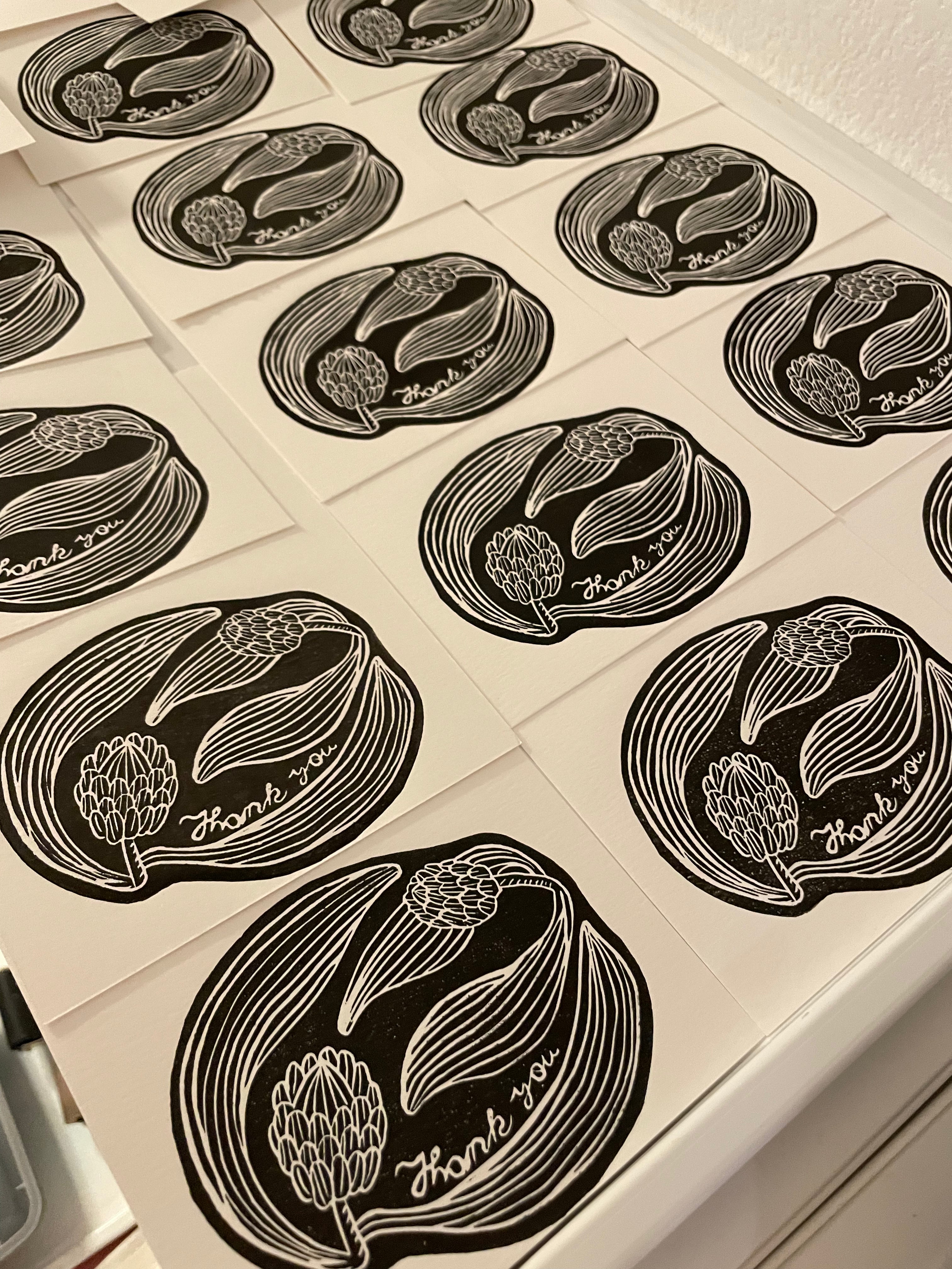 Hand-Printed Botanical Note Cards - Set of 3: Bird of Paradise, Jade, & Protea