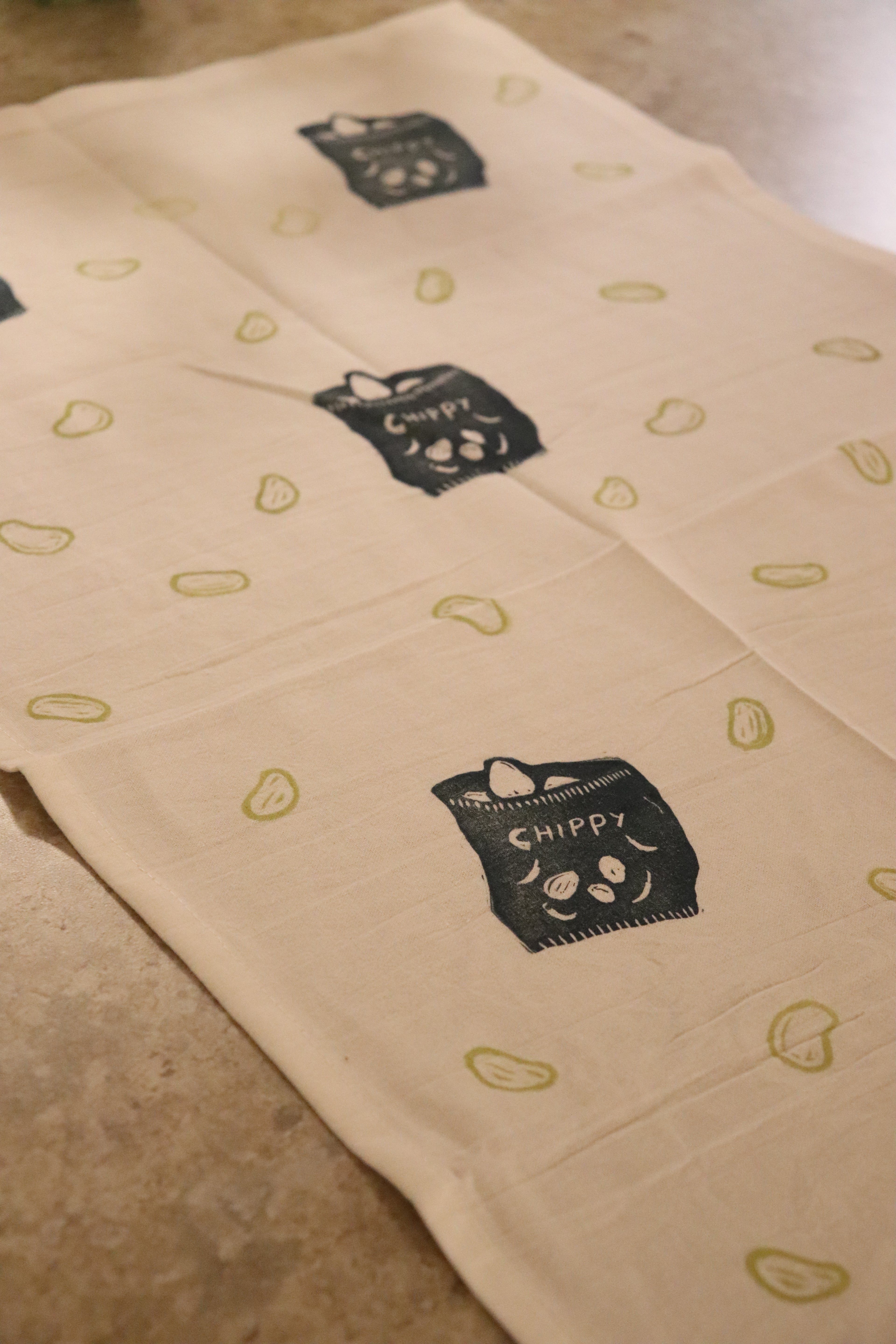 Hand-Printed Flour Sack Tea Towel | Handmade Gift