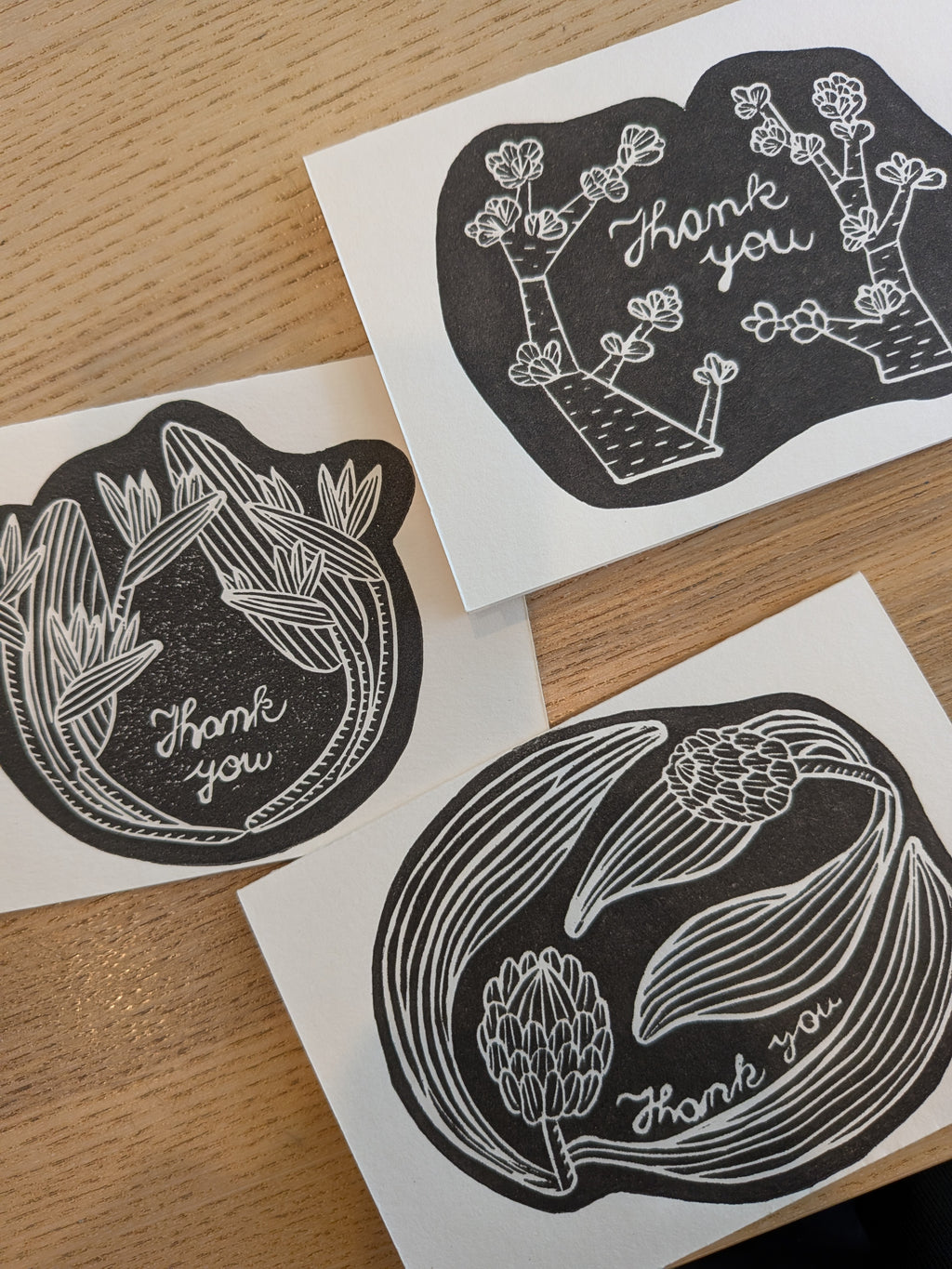 Hand-Printed Botanical Note Cards - Set of 3: Bird of Paradise, Jade, & Protea