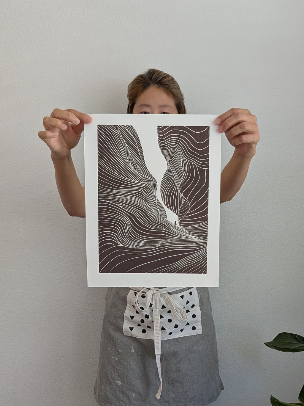 "Why are you here?" — Antelope Canyon Linocut Hand-printed Wall Art