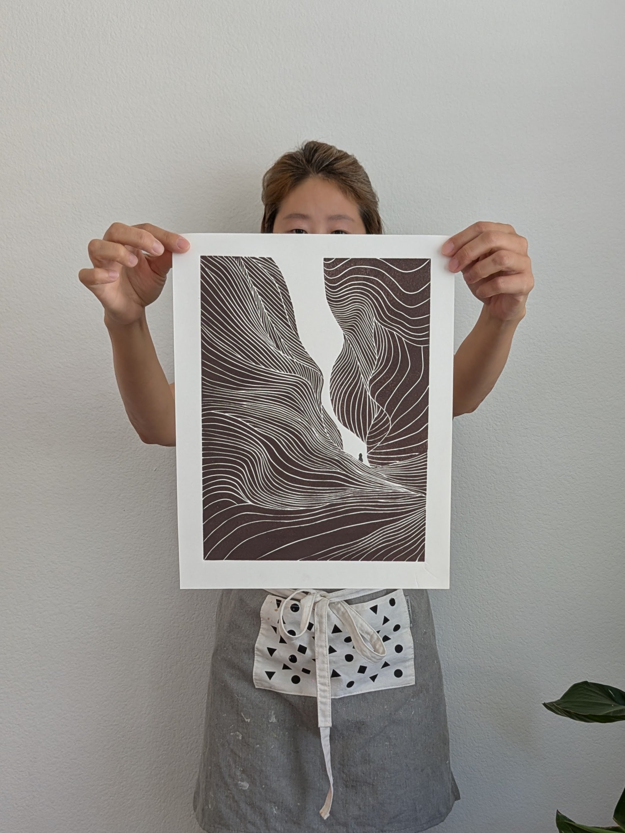 "Why are you here?" — Antelope Canyon Linocut Hand-printed Wall Art