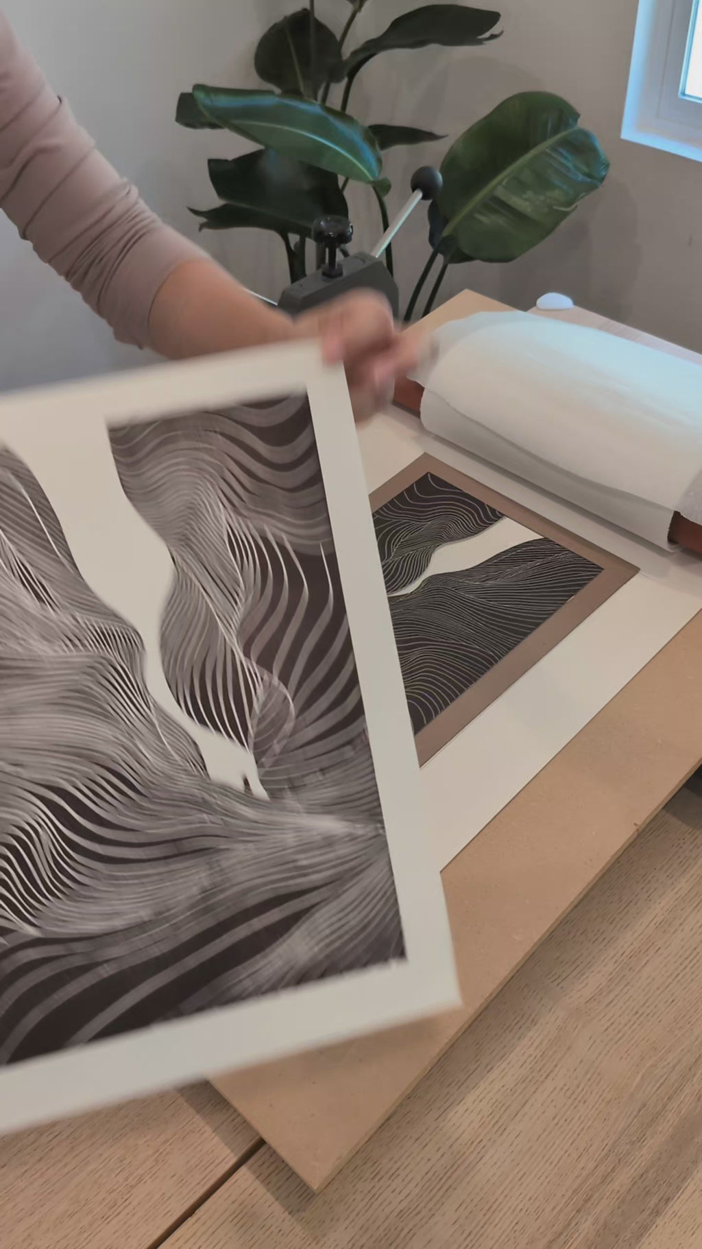 "Why are you here?" — Antelope Canyon Linocut Hand-printed Wall Art